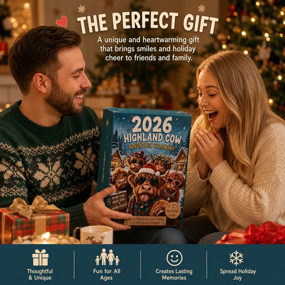 Adventskalender Highland Rind 2026 mit 24 Figuren – Weihnachts Countdown