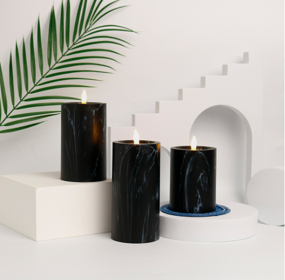 MarbellaGlow LED Kerzenlichter Set 3 – Marmoroptik Warmweiß Terrasse