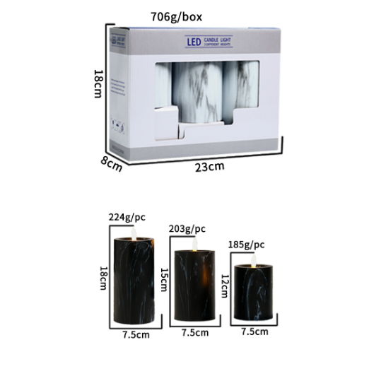 MarbellaGlow LED Kerzenlichter Set 3 – Marmoroptik Warmweiß Terrasse