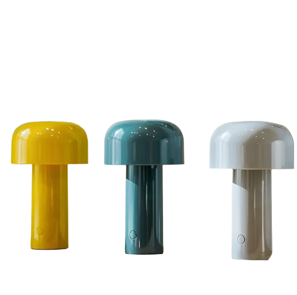 LumaFungo LED Pilzlampe – Kabellos, dimmbar, retro, gold, für Terrasse