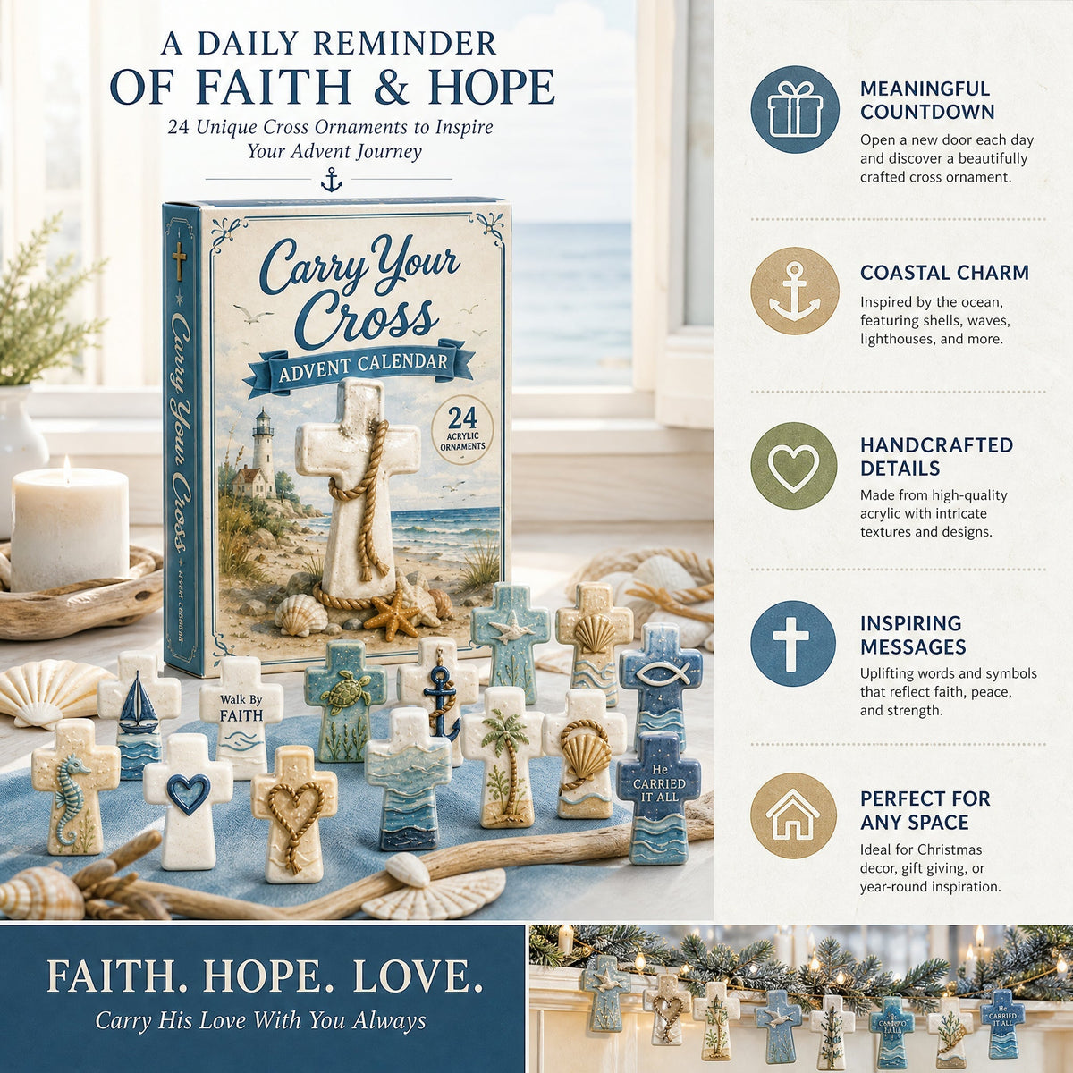 Carry Your Cross™ Glaubens-Adventskalender 2026 – 24-tägiger Christlicher Countdown für Besinnliche Momente 0