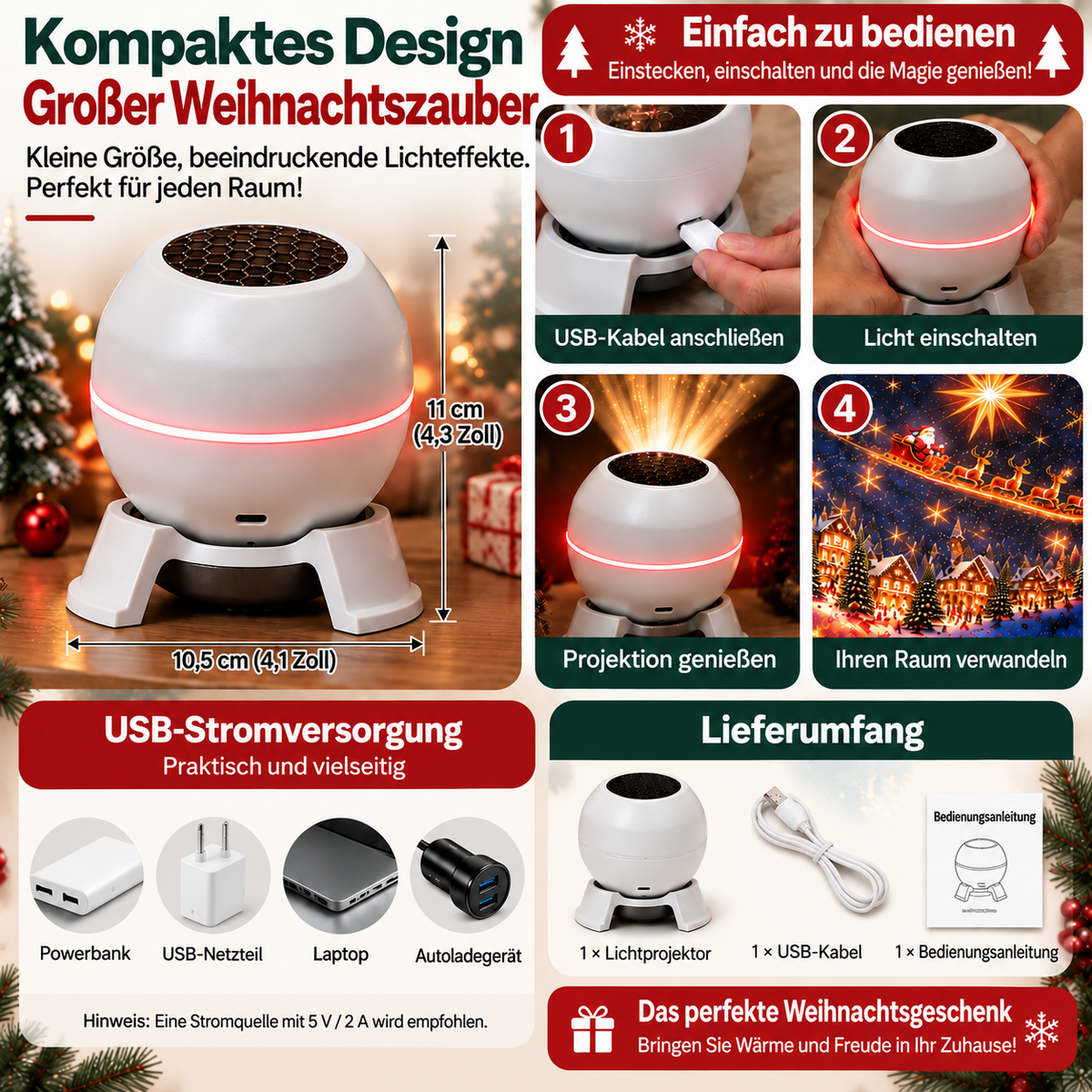 Weihnachtsprojektor für Innenraumdekoration