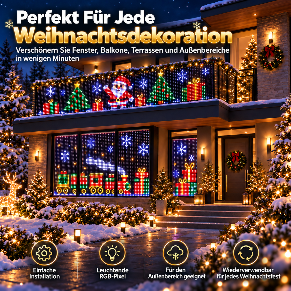 Intelligente RGB LED Pixel Vorhänge | App-gesteuerte Beleuchtung für Außenbereich Dekoration