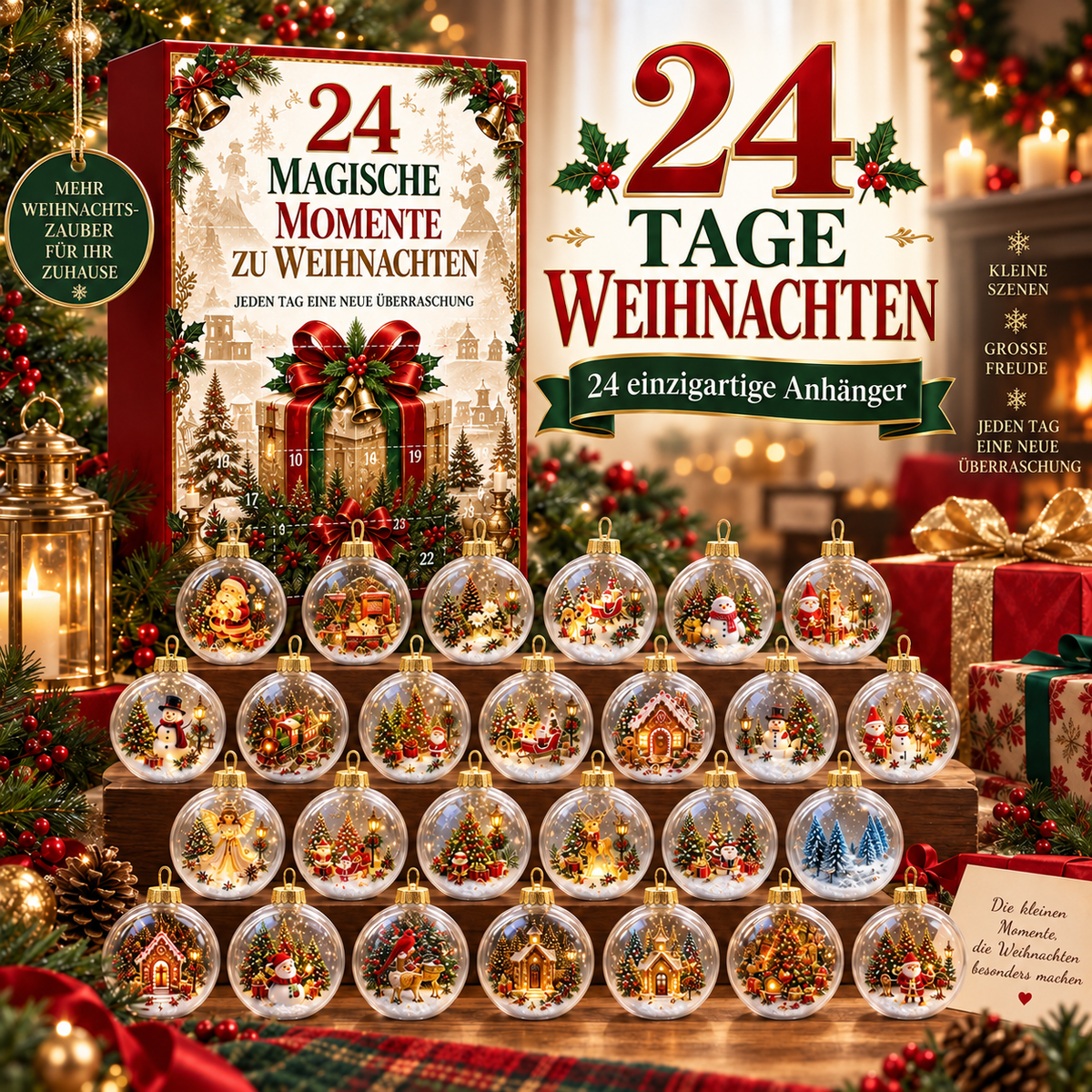 Weihnachts-Adventskalender 2026 für Kinder – Festliche Vorfreude in Burgunderrot und Gold