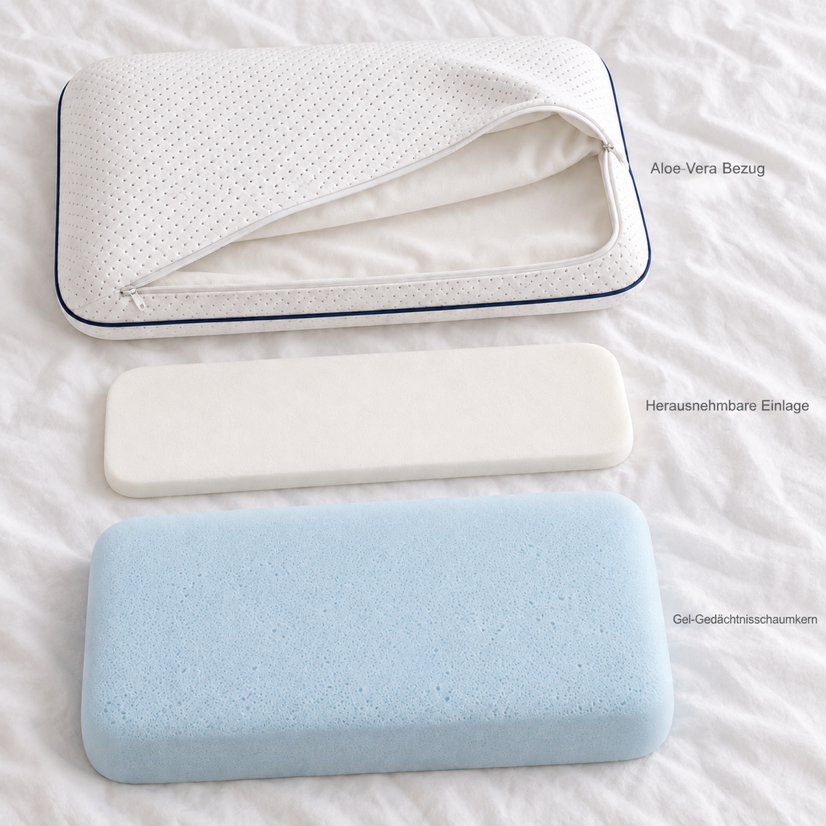 Verstellbares Memory-Foam-Kissen mit Aloe-Vera-Bezug