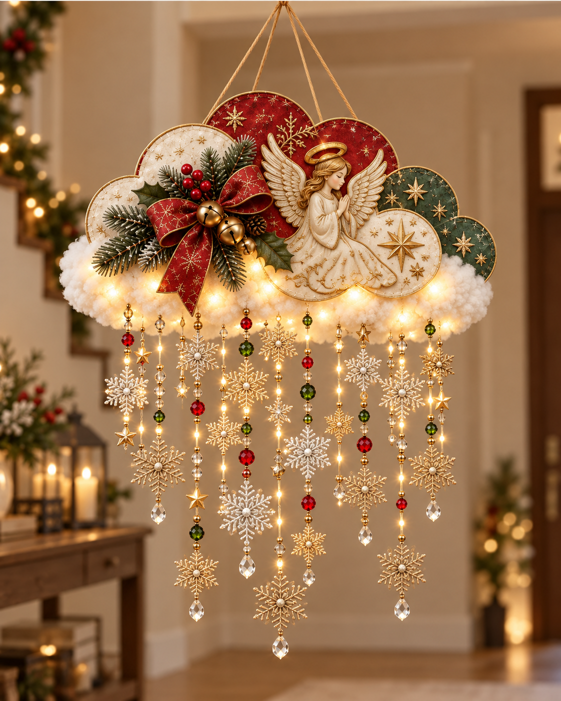 Leuchtende Schneeflocken-Wanddekoration für Weihnachten