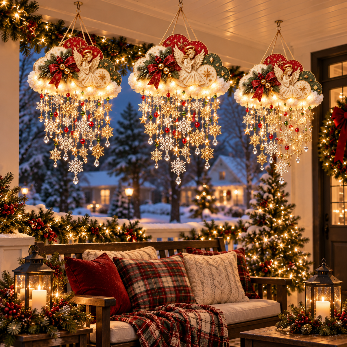 Leuchtende Schneeflocken-Wanddekoration für Weihnachten