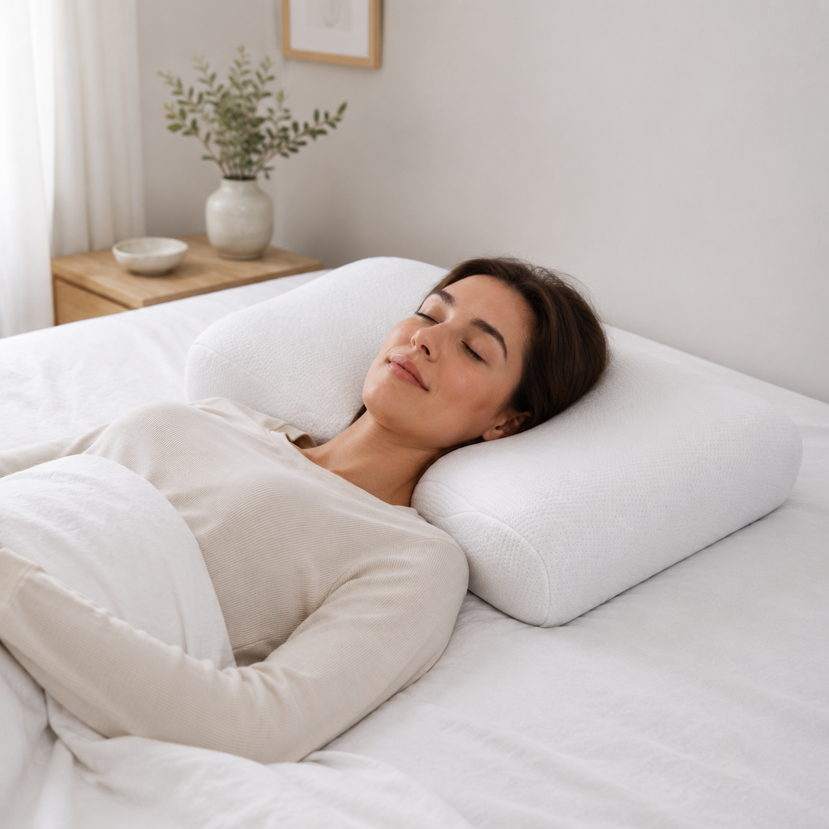 Nackenkissen aus Memory Foam mit Wellenkontur