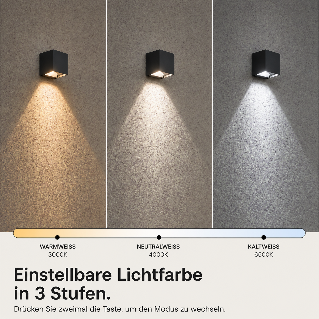 Solar-Außenwandleuchte | Kubische Form, Verstellbare Lichtstrahlen
