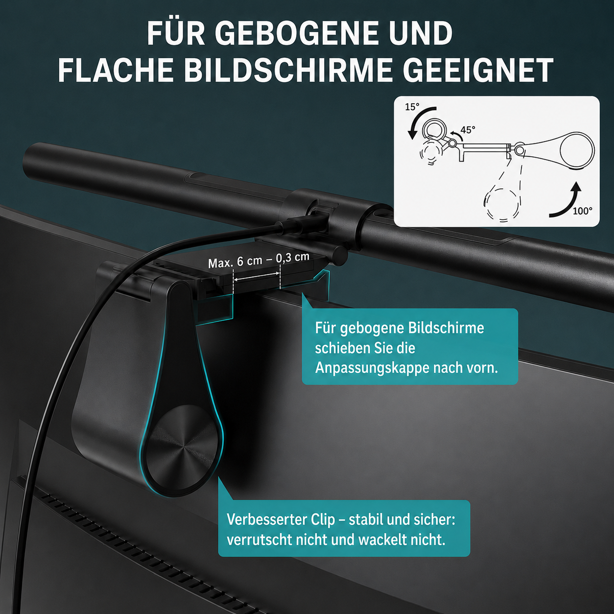 LED Lichtleiste | Beschwerter Clip, Automatische Dimmung