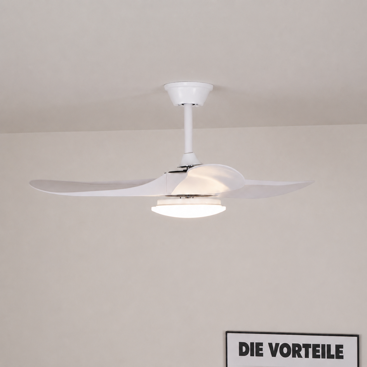 Deckenventilator | Holzflügel, Integrierte LED-Beleuchtung, Fernbedienung