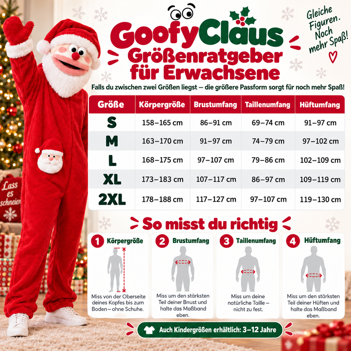 Weihnachtsplüschanzug mit Lustigem Mund | Übergroßes Familienkostüm