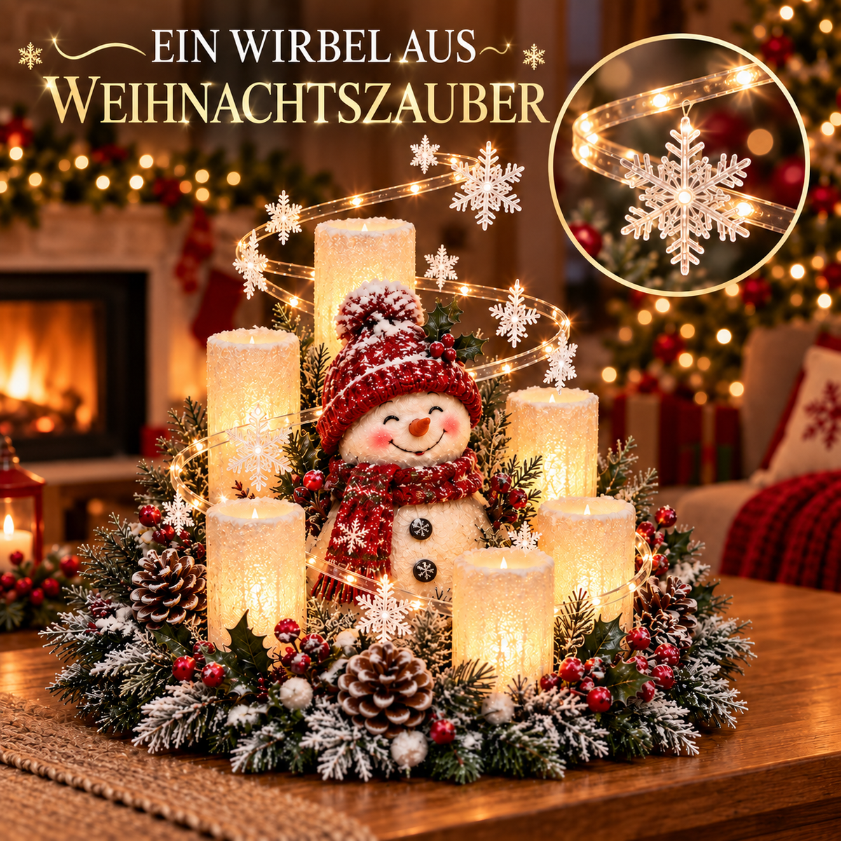 Leuchtende Weihnachtsdekoration mit Flammenloser Kerze