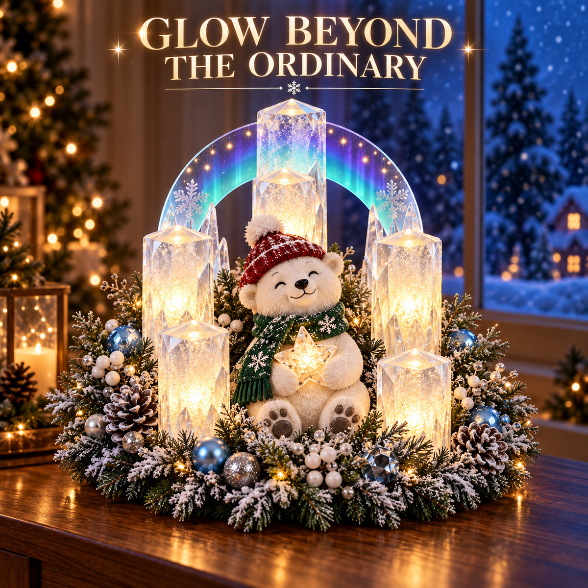 Leuchtende Weihnachtsdekoration mit Flammenloser Kerze