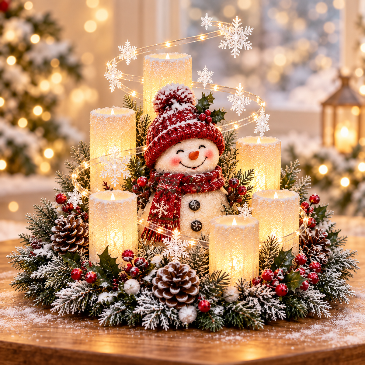Leuchtende Weihnachtsdekoration mit Flammenloser Kerze