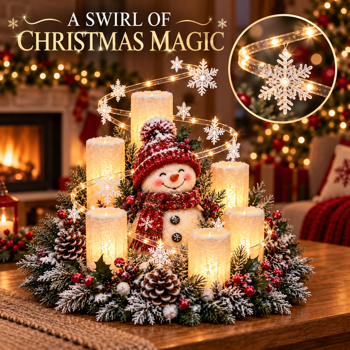Leuchtende Weihnachtsdekoration mit Flammenloser Kerze