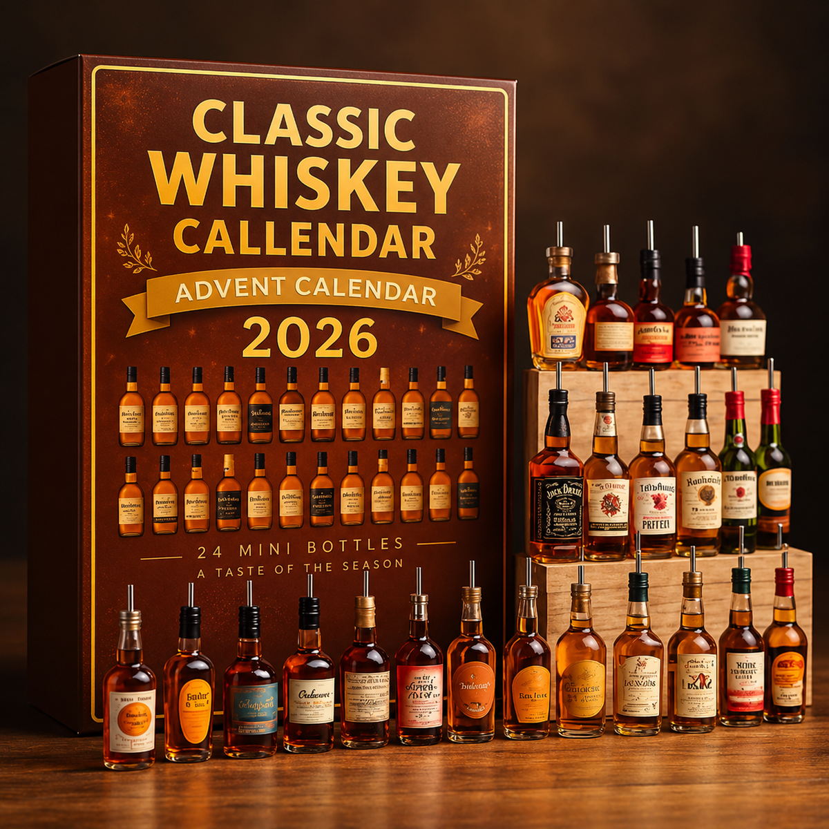 Whisky Adventskalender Klassisch 2026 - 24 Elegante Mini-Flaschen