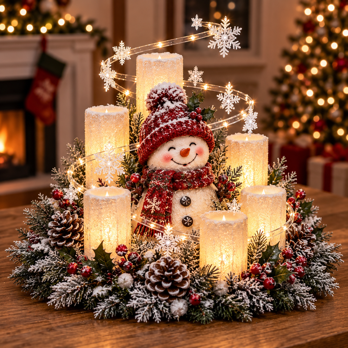 Leuchtende Weihnachtsdekoration mit Flammenloser Kerze