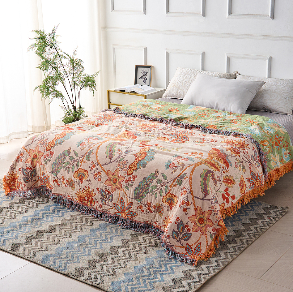 Decke | Blumenmuster, Baumwollstoff 2