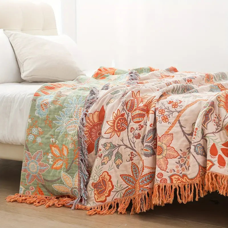 Decke | Blumenmuster, Baumwollstoff 3