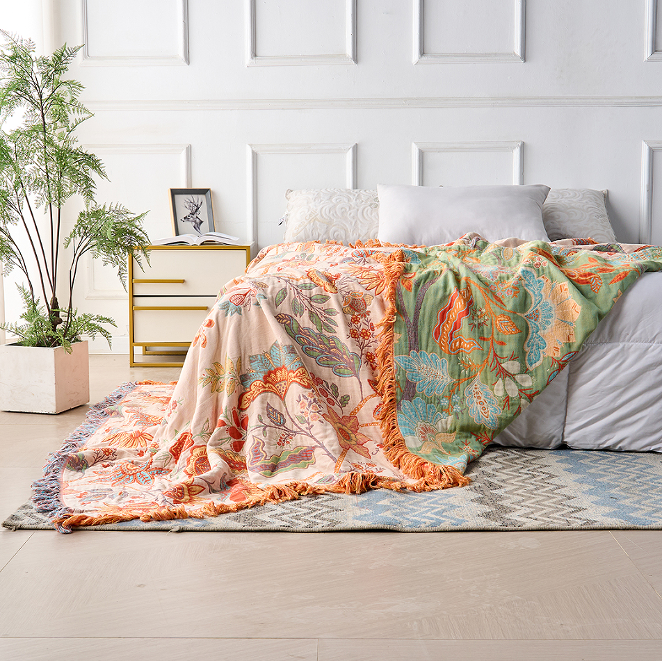 Decke | Blumenmuster, Baumwollstoff 4
