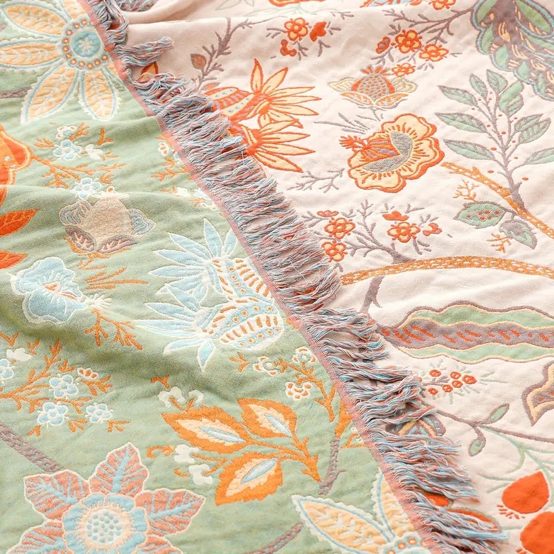 Decke | Blumenmuster, Baumwollstoff 6