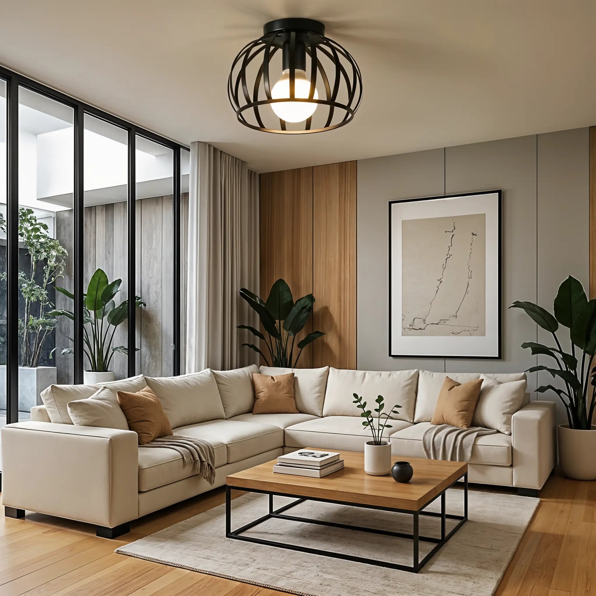 LuminArt – Industrial LED-Deckenleuchte Schwarz Wohnzimmer