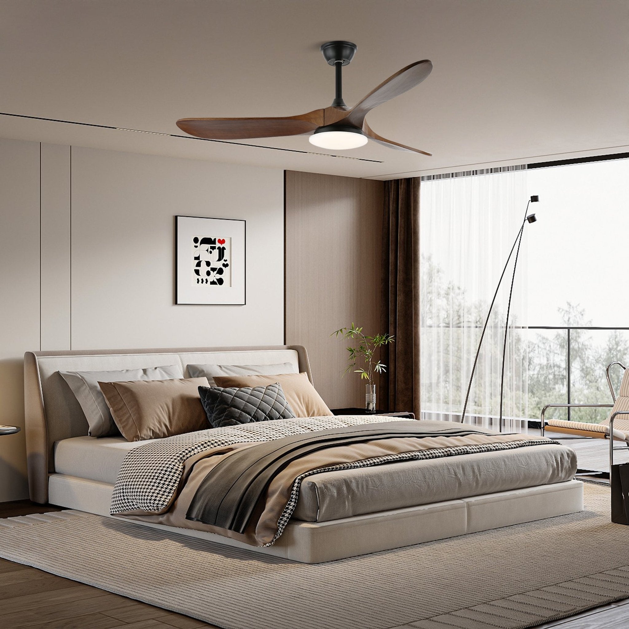 Deckenleuchte | Holzlamellen, Integrierter Ventilator, LED-Beleuchtung 7