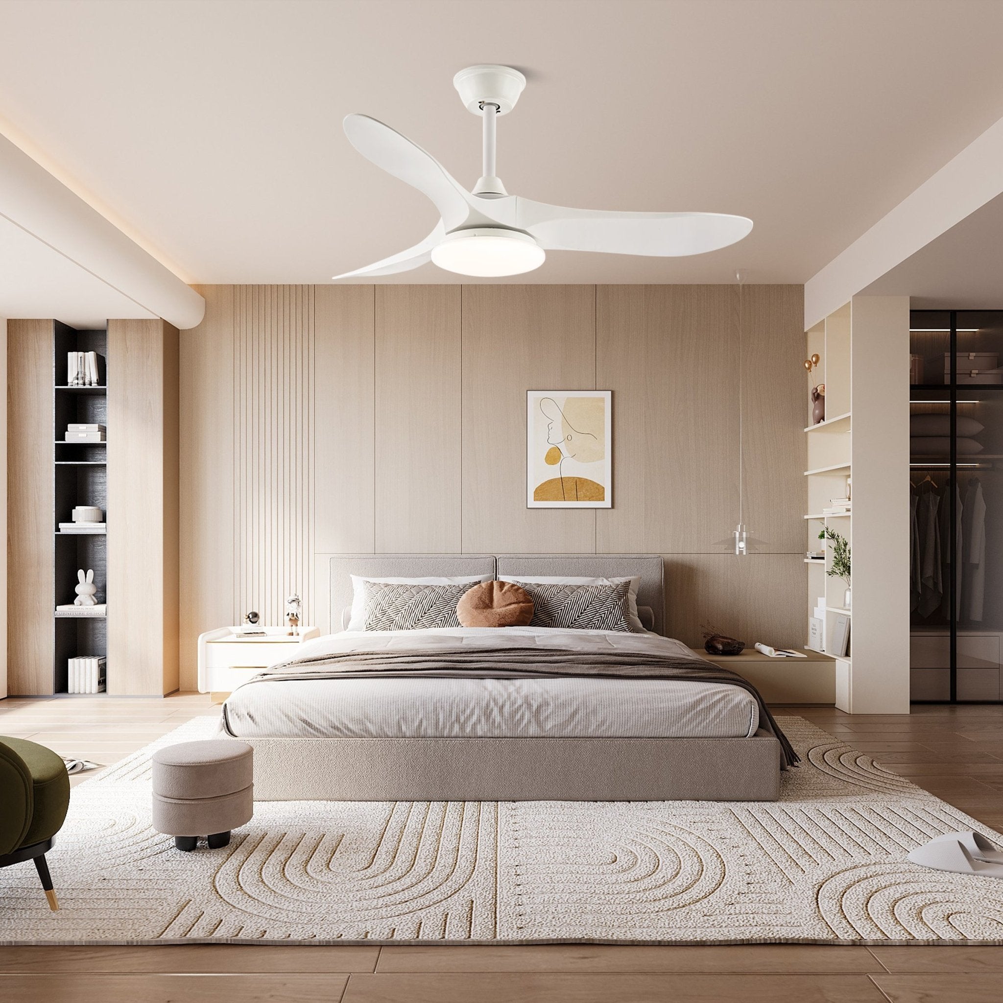Deckenleuchte | Holzlamellen, Integrierter Ventilator, LED-Beleuchtung 8
