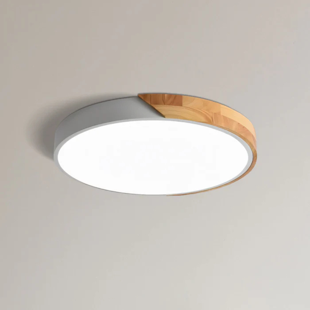Deckenleuchte | Holzstruktur, Acryldiffusor, Integrierte LED 12