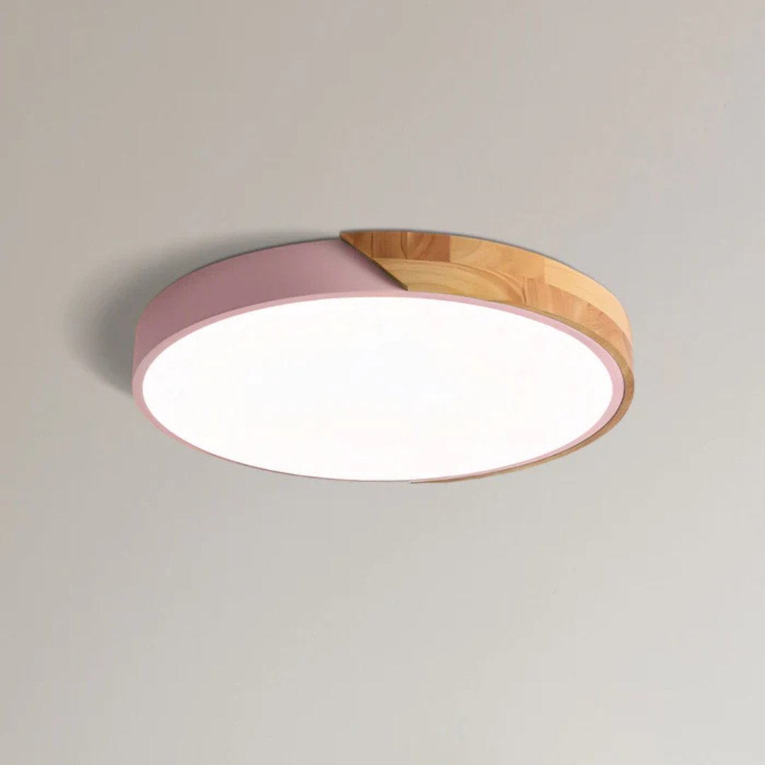 Deckenleuchte | Holzstruktur, Acryldiffusor, Integrierte LED 18