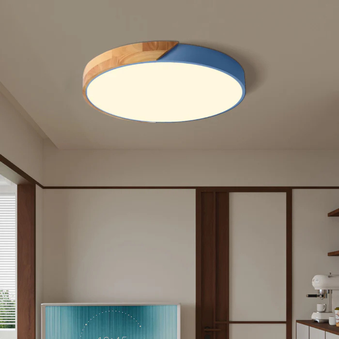 Deckenleuchte | Holzstruktur, Acryldiffusor, Integrierte LED 4