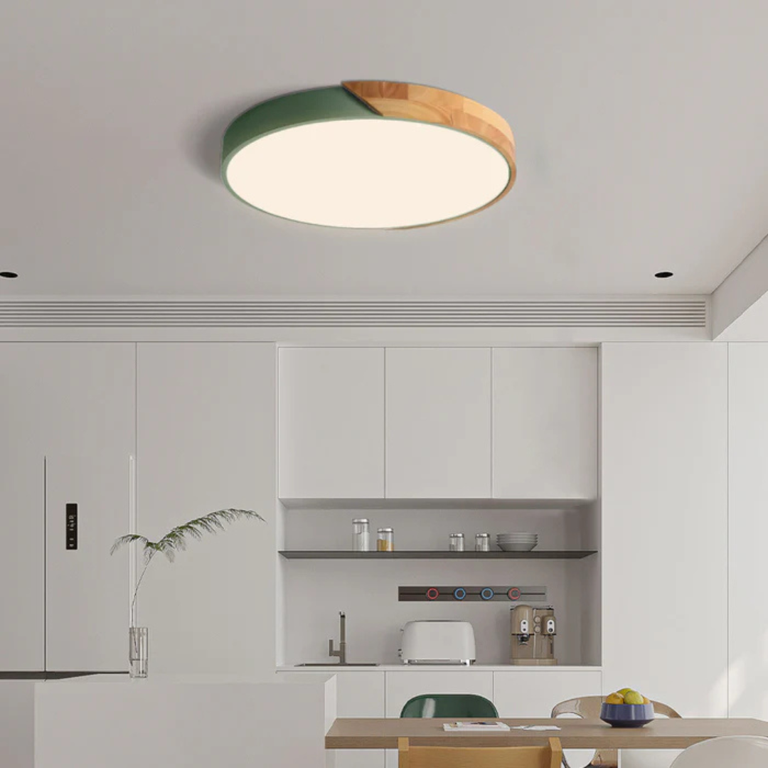 Deckenleuchte | Holzstruktur, Acryldiffusor, Integrierte LED 5