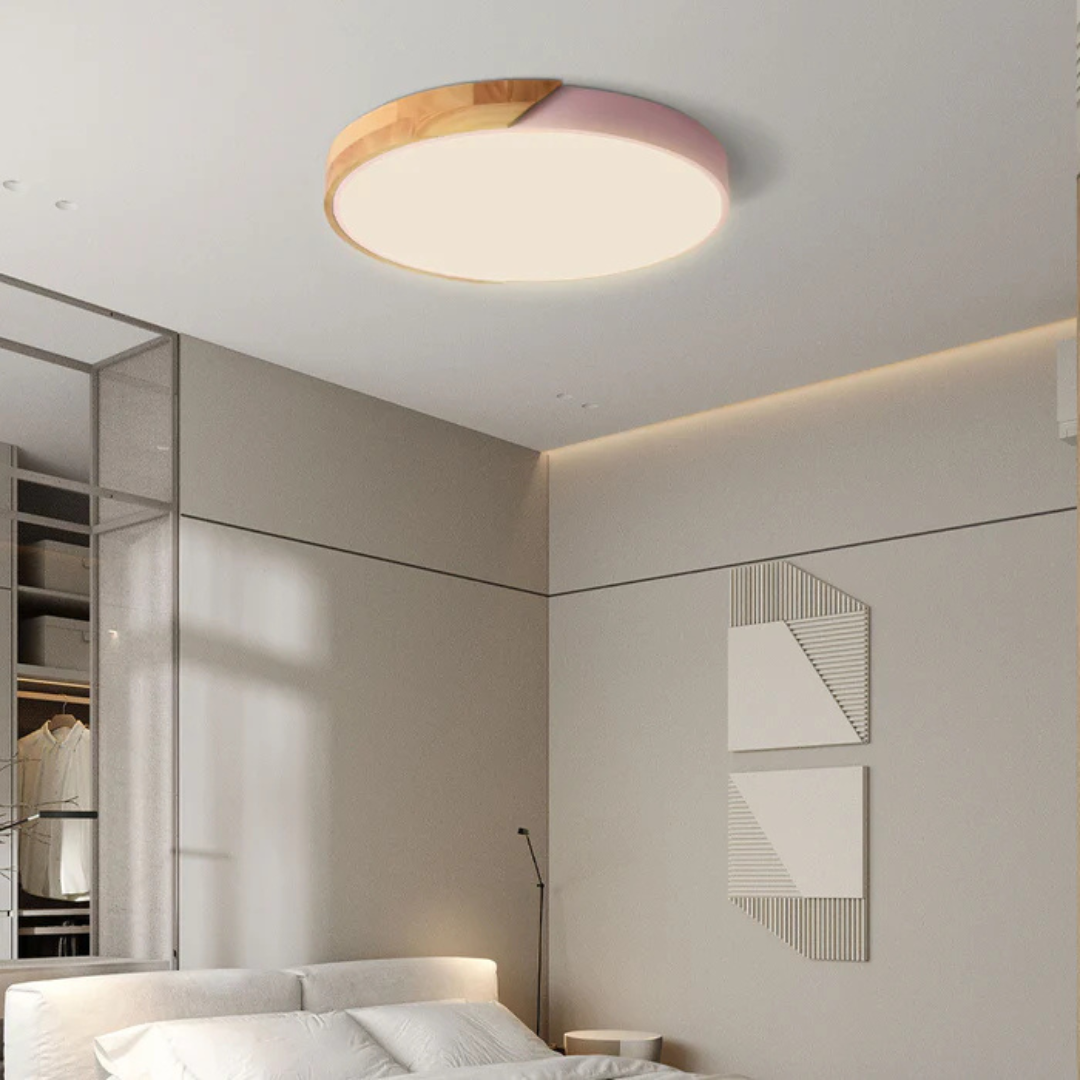 Deckenleuchte | Holzstruktur, Acryldiffusor, Integrierte LED 7
