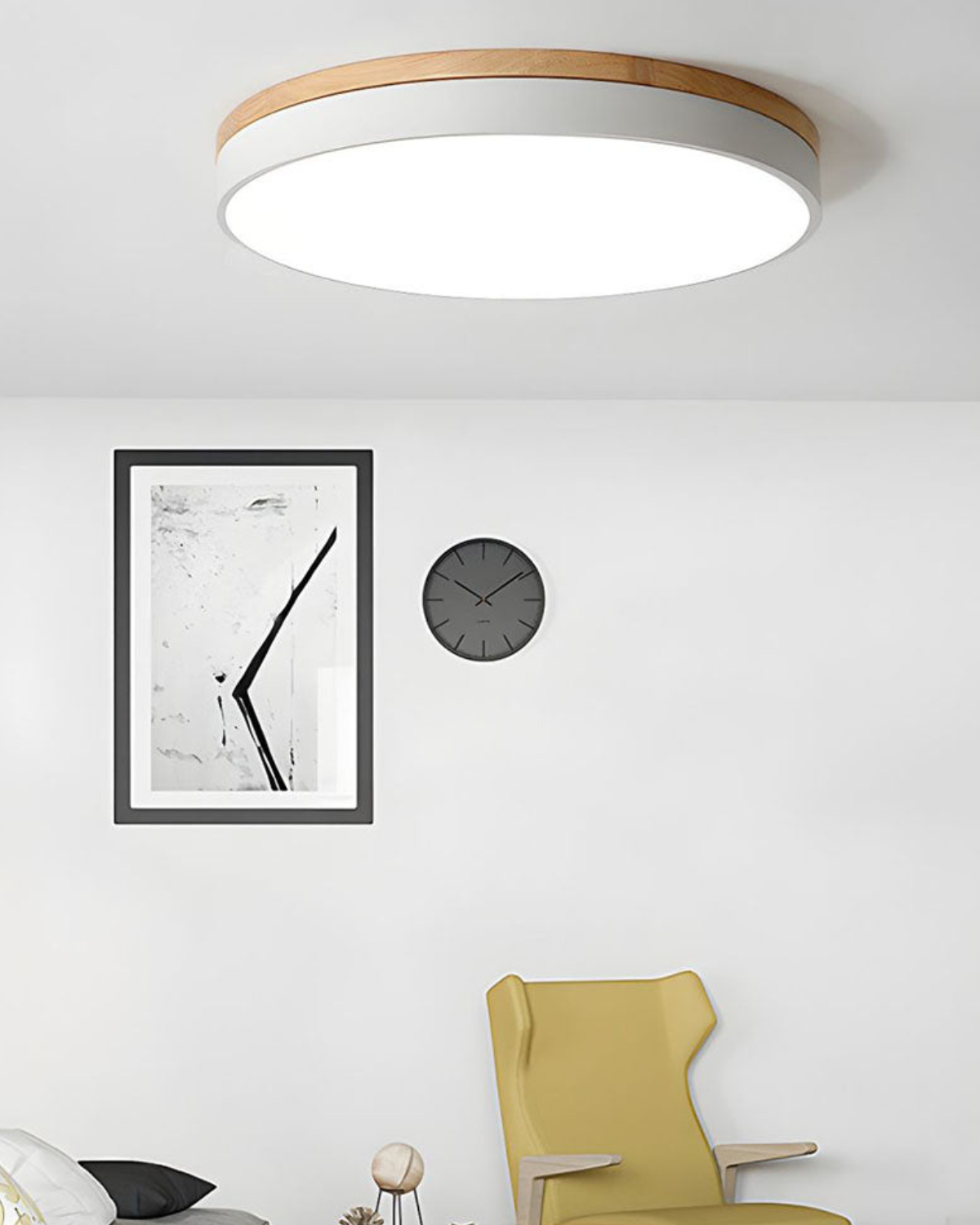 Deckenleuchte | Rundes Design, Holzakzent, Grünes Band 3