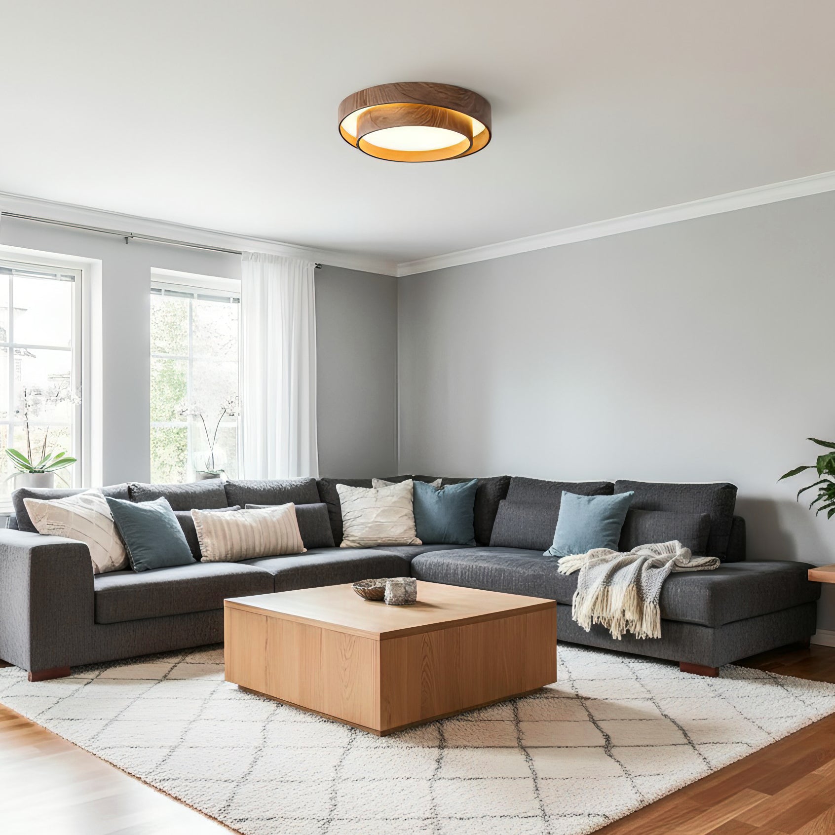 Deckenleuchte | Rundes Design, Metallrahmen 7