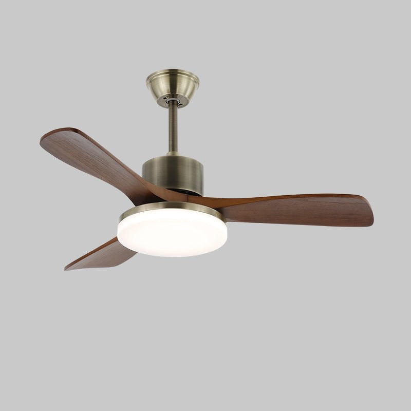 Deckenventilator | Silberner Metallrahmen, Holzflügel, LED-Beleuchtung 0