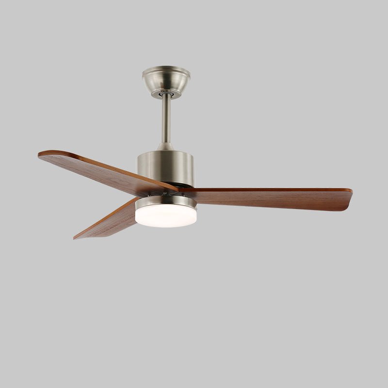 Deckenventilator | Silberner Metallrahmen, Holzflügel, LED-Beleuchtung 9