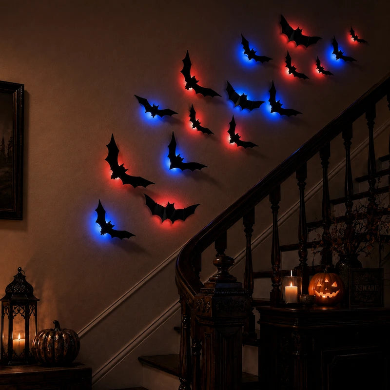 Dekorationsobjekt | 3D-Fledermausschwarm, LED-Beleuchtung 2