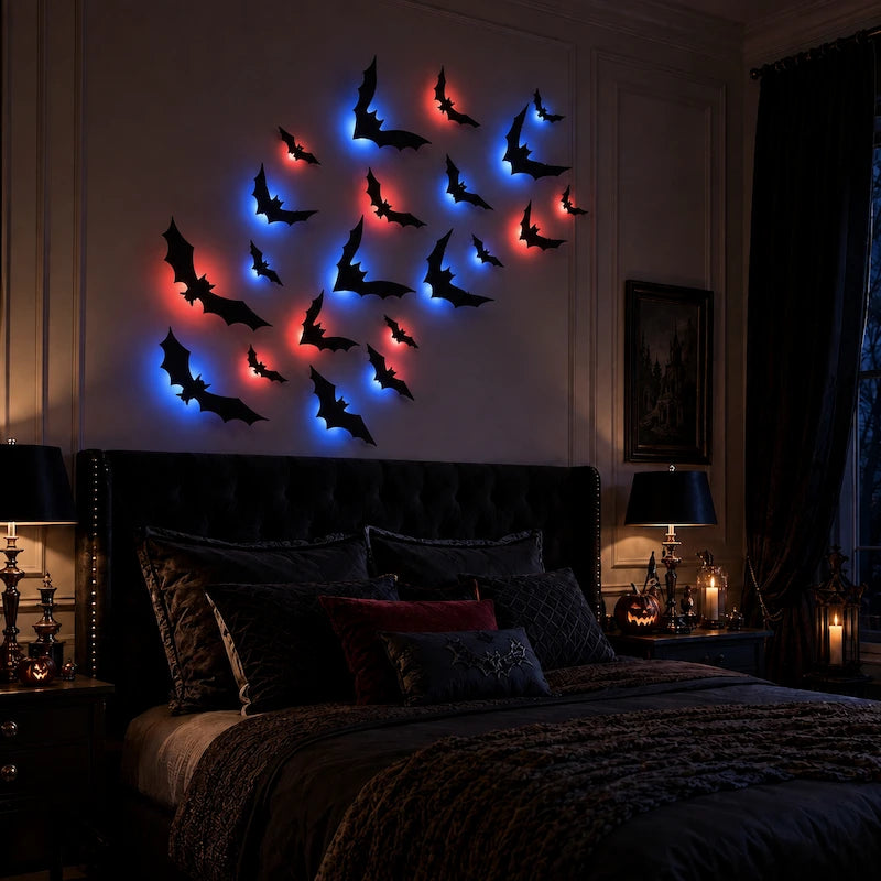 Dekorationsobjekt | 3D-Fledermausschwarm, LED-Beleuchtung 7
