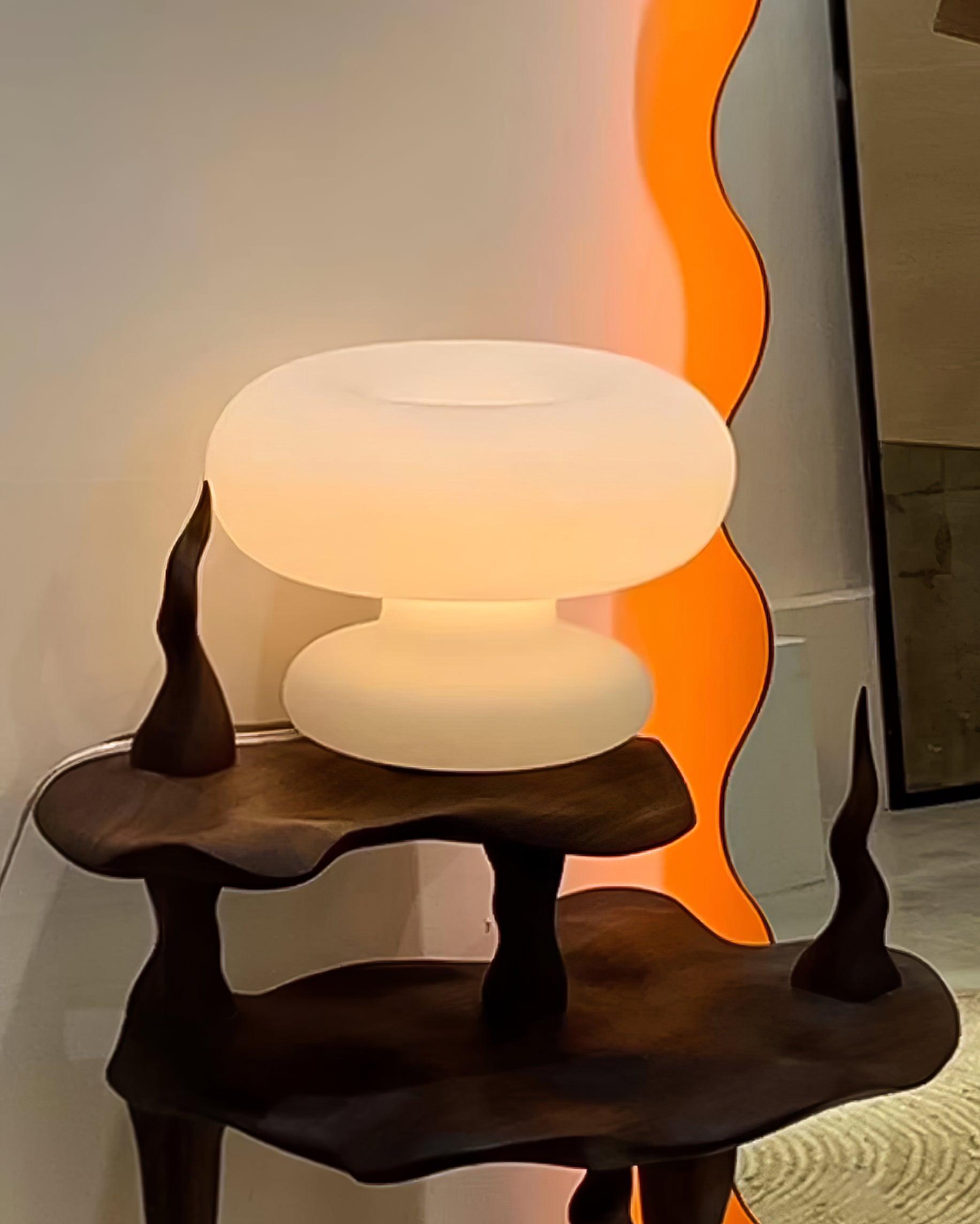 LumiDon Tischlampe – Modern, Donut-Form, Weiß,