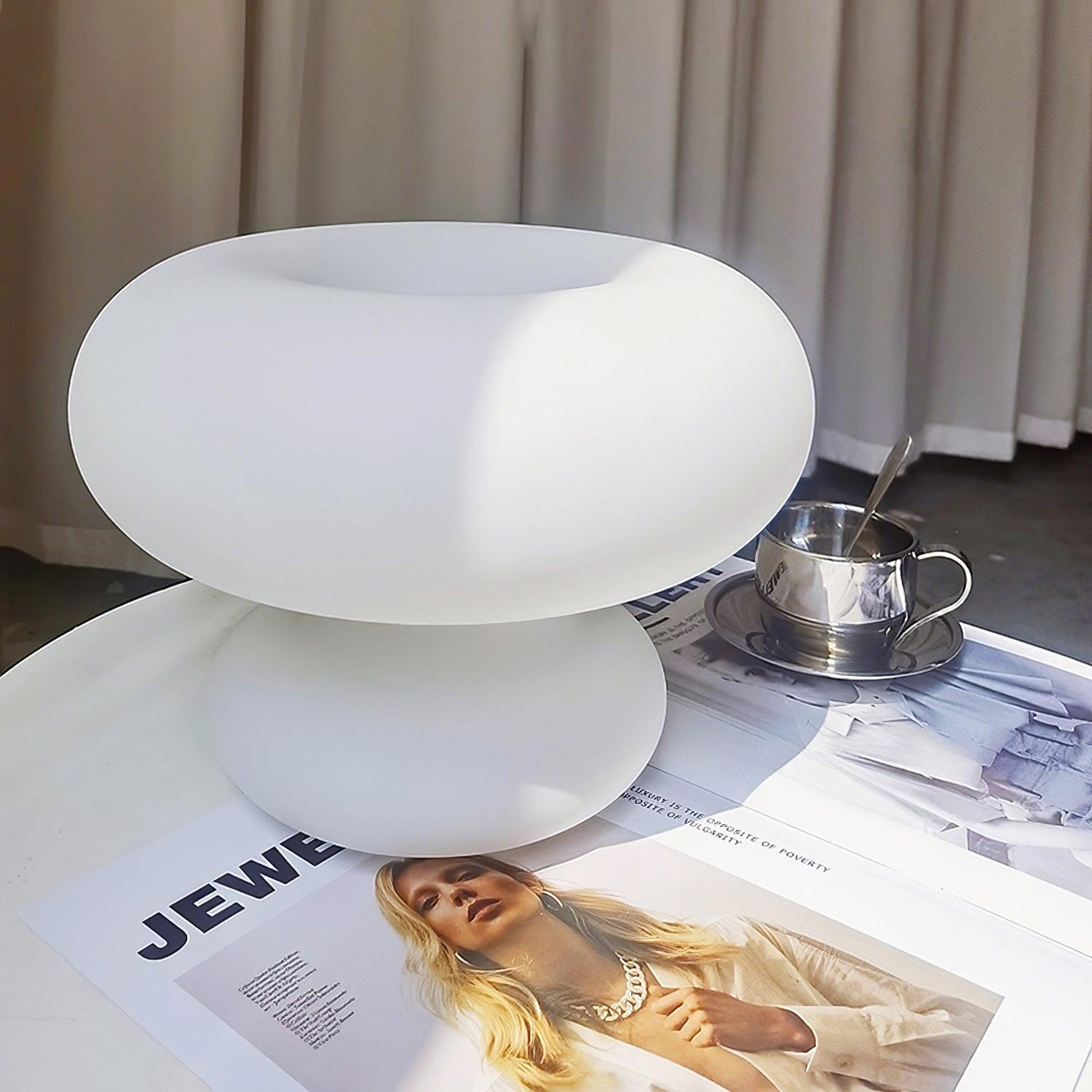 LumiDon Tischlampe – Modern, Donut-Form, Weiß,
