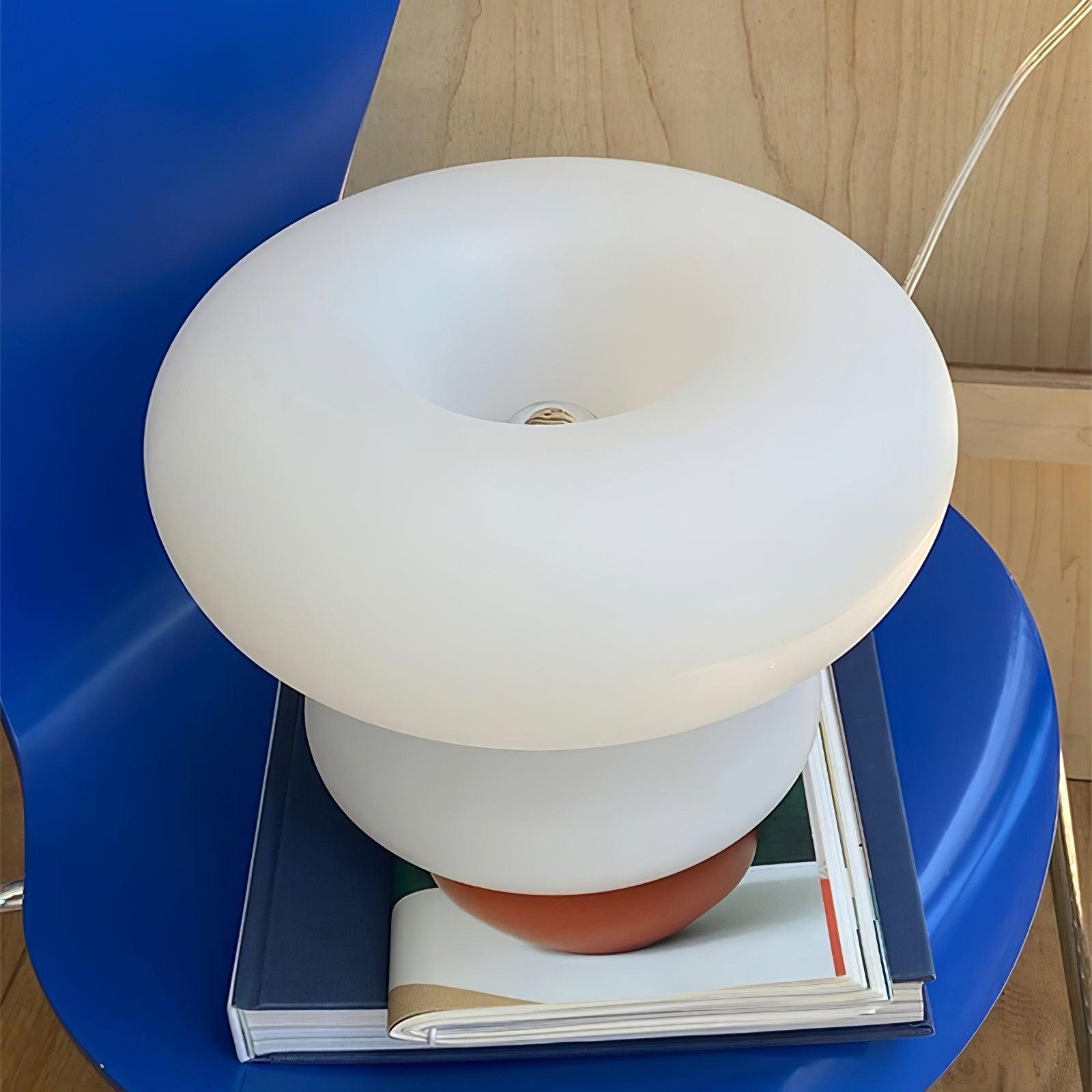 LumiDon Tischlampe – Modern, Donut-Form, Weiß,