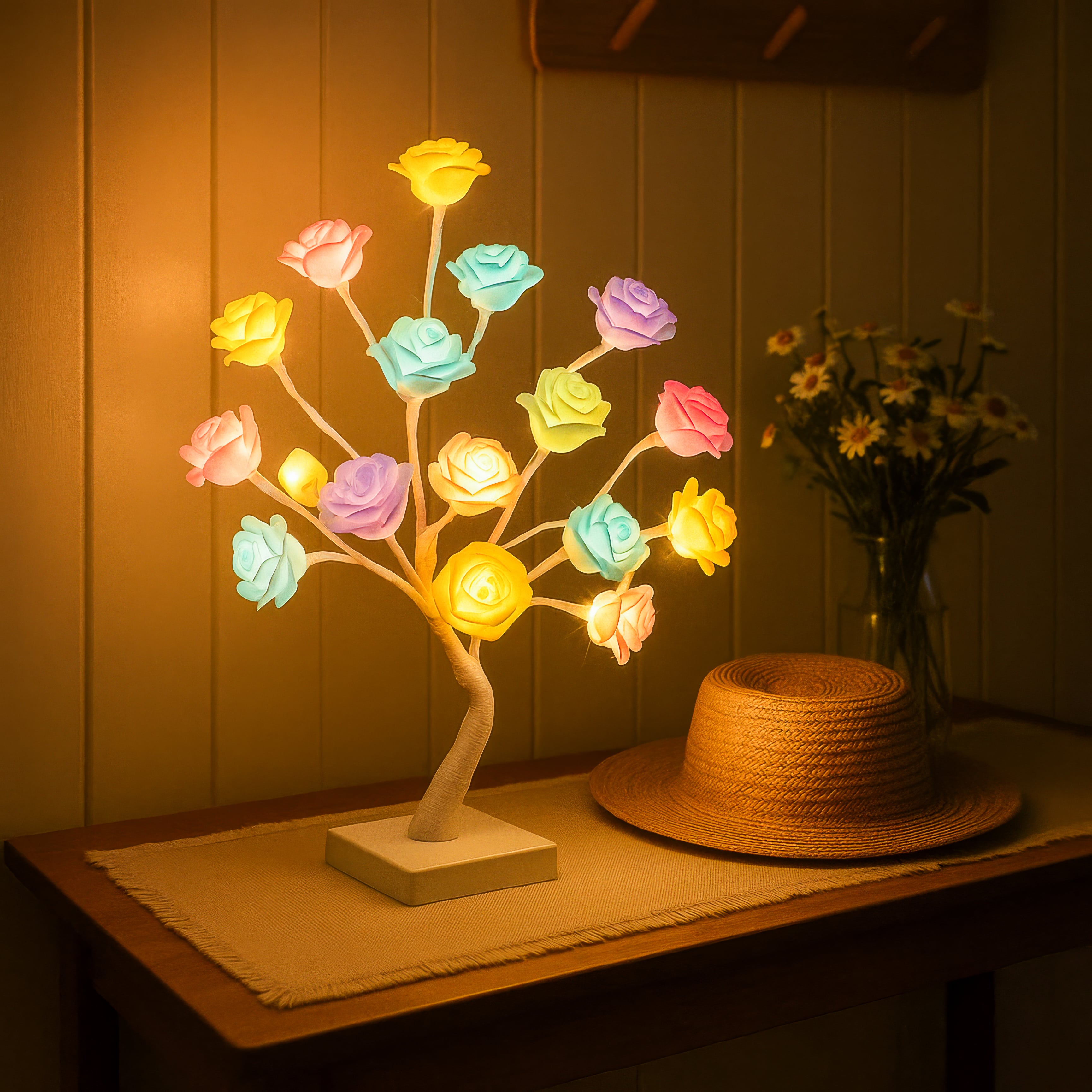 Blütenlicht Baum Aura – Deko-Lampe warmweiß für Wohnzimmer