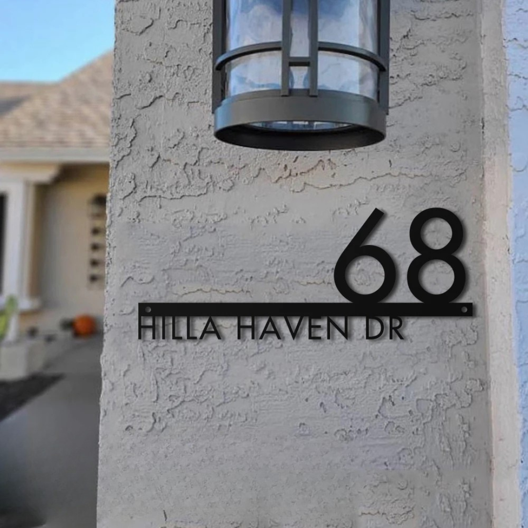 Acryl Hausnummernschild Schwebend Modern Außen Wetterfest für Fassade und Hauseingang Schwarz