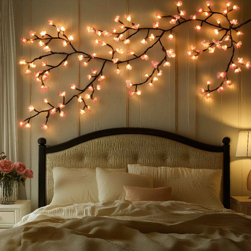 SakuraGlow Wandleuchte Floral LED Warmlicht Gold für Flur