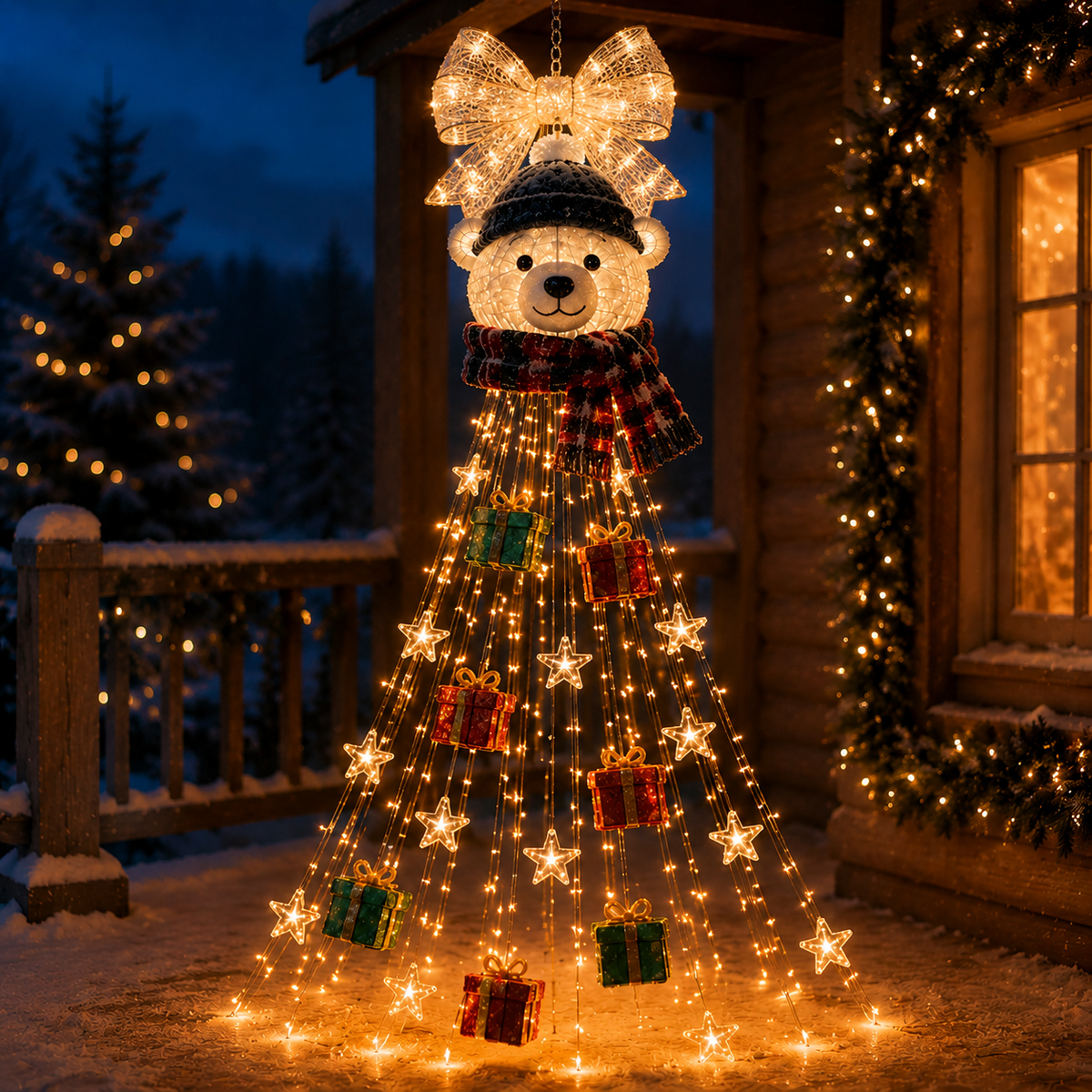 Weihnachtslicht Eisbär mit Sternen