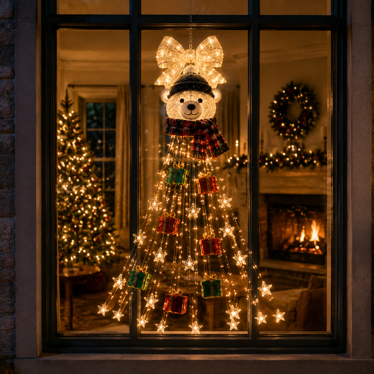 Weihnachtslicht Eisbär mit Sternen