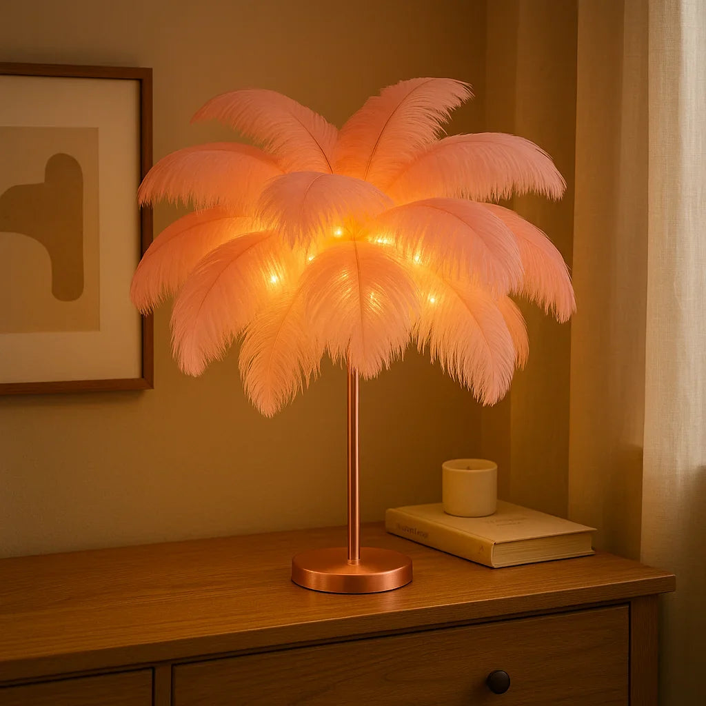 FeatherGlow Ethereal – LED Deko-Lampe sanftes Licht, Weiß, Wohnzimmer