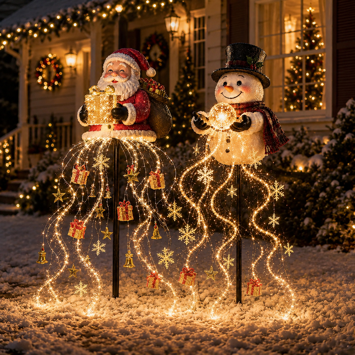 Weihnachtlicher Goldener Lichtbrunnen – Innen- und Außendekoration
